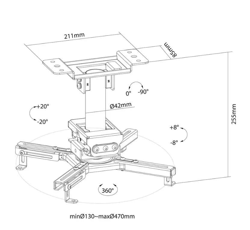 Suport Tavan Proiector Neomounts by Newstar CL25-530BL1, 25cm, max 45Kg — miniatură