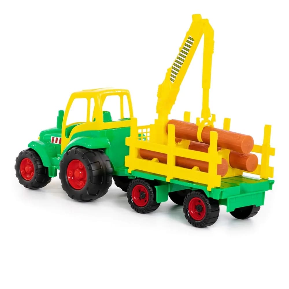 Tractor cu remorca lemne - Champion, 68x22x26 cm, Polesie — miniatură