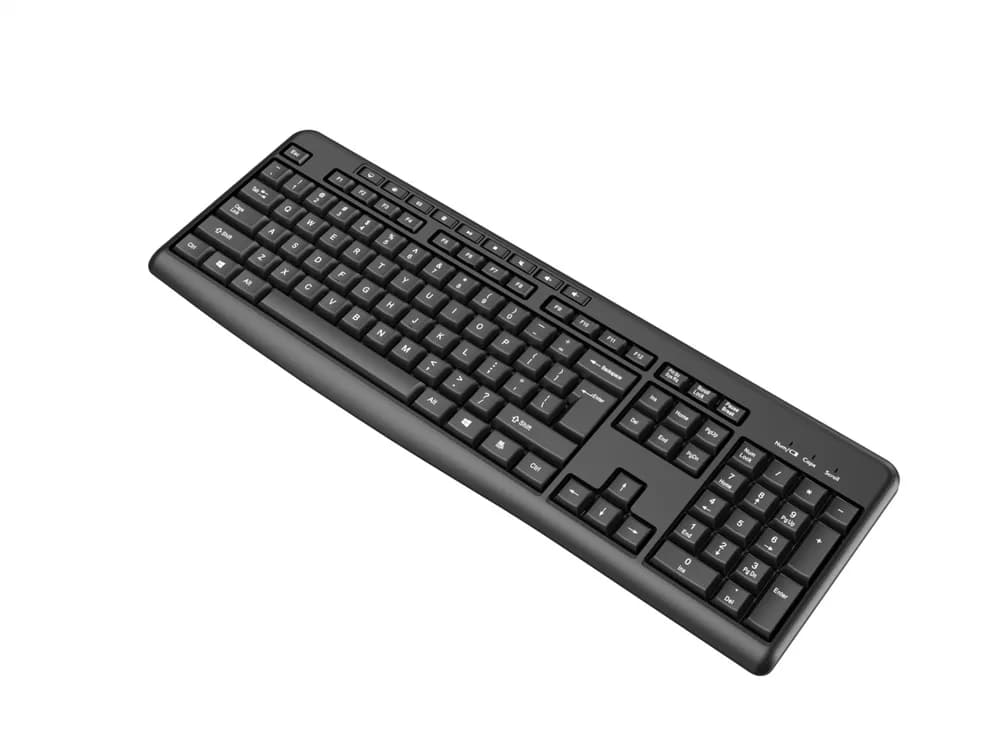 Tastatură wireless 2.4G SRXK-SKB706W, Tastatură: cu rând independent de taste multimedia, Mod Wireless: 2.4G, Număr taste: 104 + 9 taste rapide, Material: ABS, Culoare: Negru, Chipset: Huntersun, Tip interfață: USB, Dimensiune: 442*152*25mm ; 440g, Baterie: 1*AAA (nu este inclusă) — miniatură
