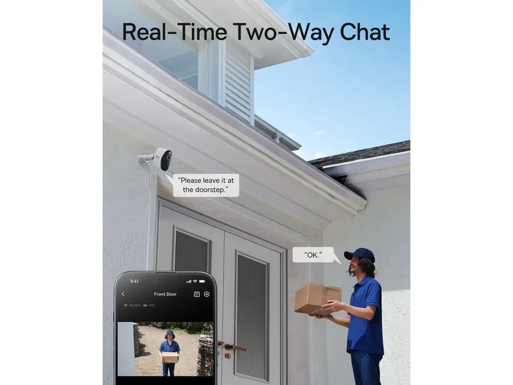 CAMERA IP Exterior Baseus N1 +, 2K, 2304 x 1296, acumulator integrat, unghi pana la 120 grade, IP67, dist. IR 30 m, tip lentila fixa 3 mm, 3 Mpx, wireless + RJ-45, slot SD card, "S0TZ002130" — miniatură