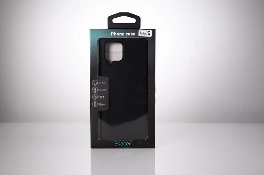 Husa Samsung Galaxy A42 Spacer, negru, grosime 2mm, material flexibil silicon + interior cu microfibra "SPPC-SM-GX-A42-SLK" — miniatură