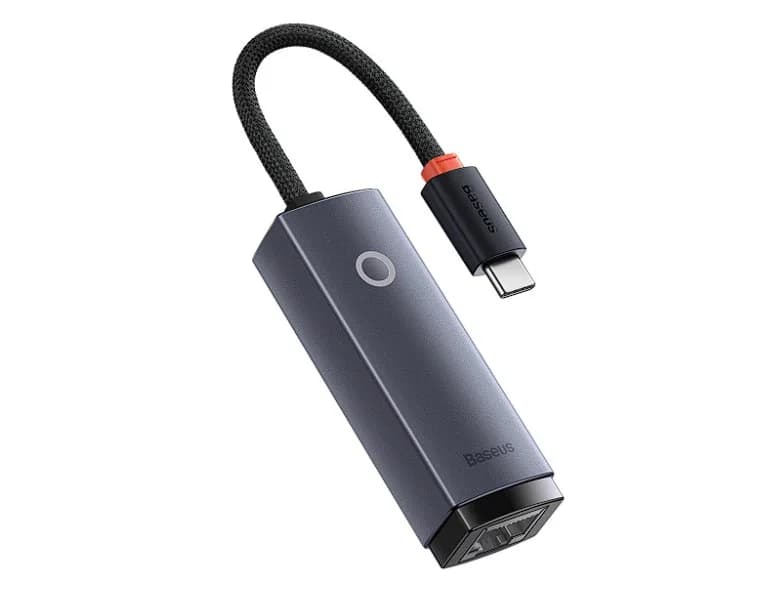 ADAPTOR RETEA Baseus Lite, USB Type-C to RJ-45 Gigabit LAN, metalic, LED, gri "WKQX000313" - 6932172606138