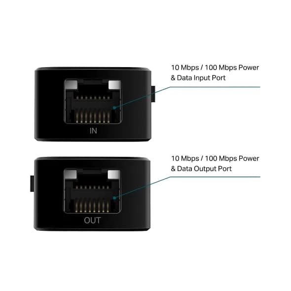 EXTENDER PoE TP-LINK, 2 x 10/100Mbps, compatibil 802.3af/at, carcasa plastic "TL-PoE10E" — miniatură