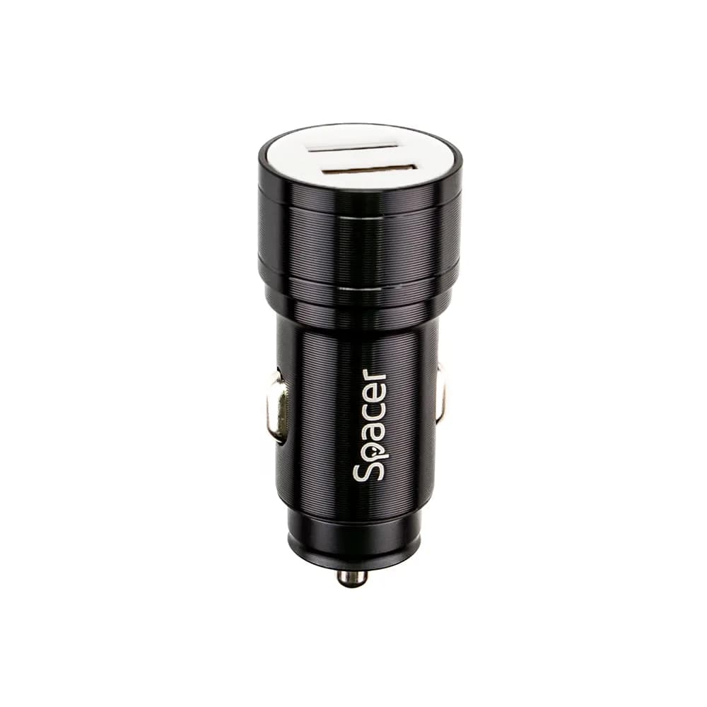 ALIMENTATOR auto SPACER Fast Charge 17W 5V/3.1A max, putere totala 17W, 2 x USB, pt. bricheta auto, black, "SPCC-DUO-02" — miniatură