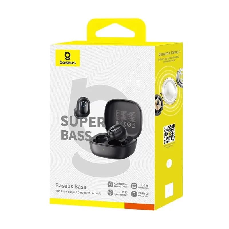 CASTI Baseus Bass BD1 TWS, pt smartphone, wireless, bluetooth 5.4, dual-mic pe casca, IP55 rezistenta apa, 8 ore durata baterie, negru "A00084601123-Z1" - 6932172686789 — miniatură