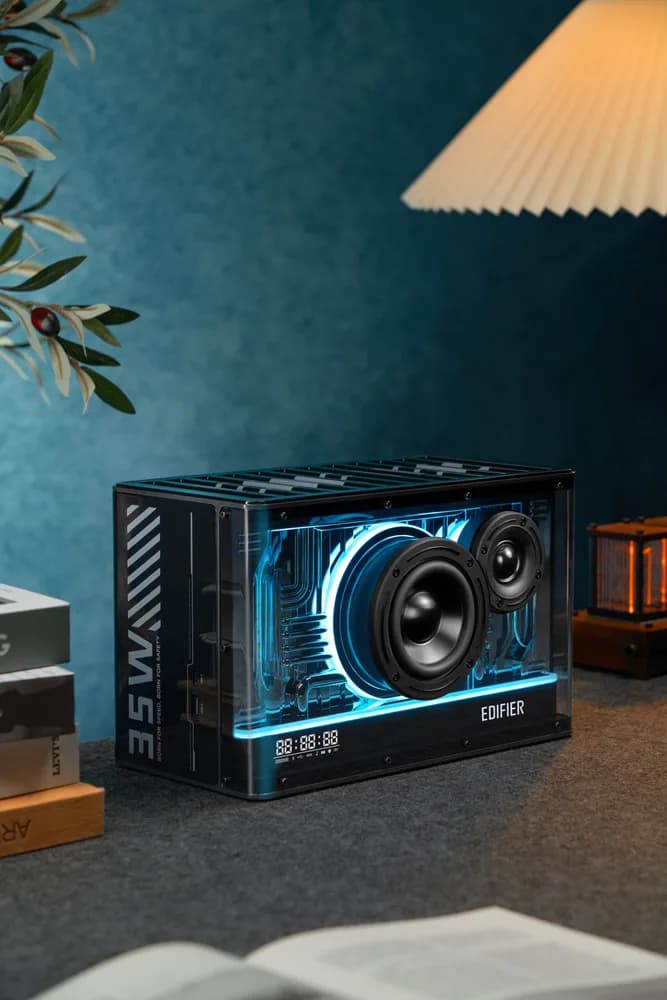 BOXE EDIFIER Gaming desktop, RMS: 40W, Bluetooth 5.3, USB-C, USB-A, AUX, EQs preset 3 moduri, RGB 7 culori, GaN charger 35W, black, "QD35-BK" — miniatură