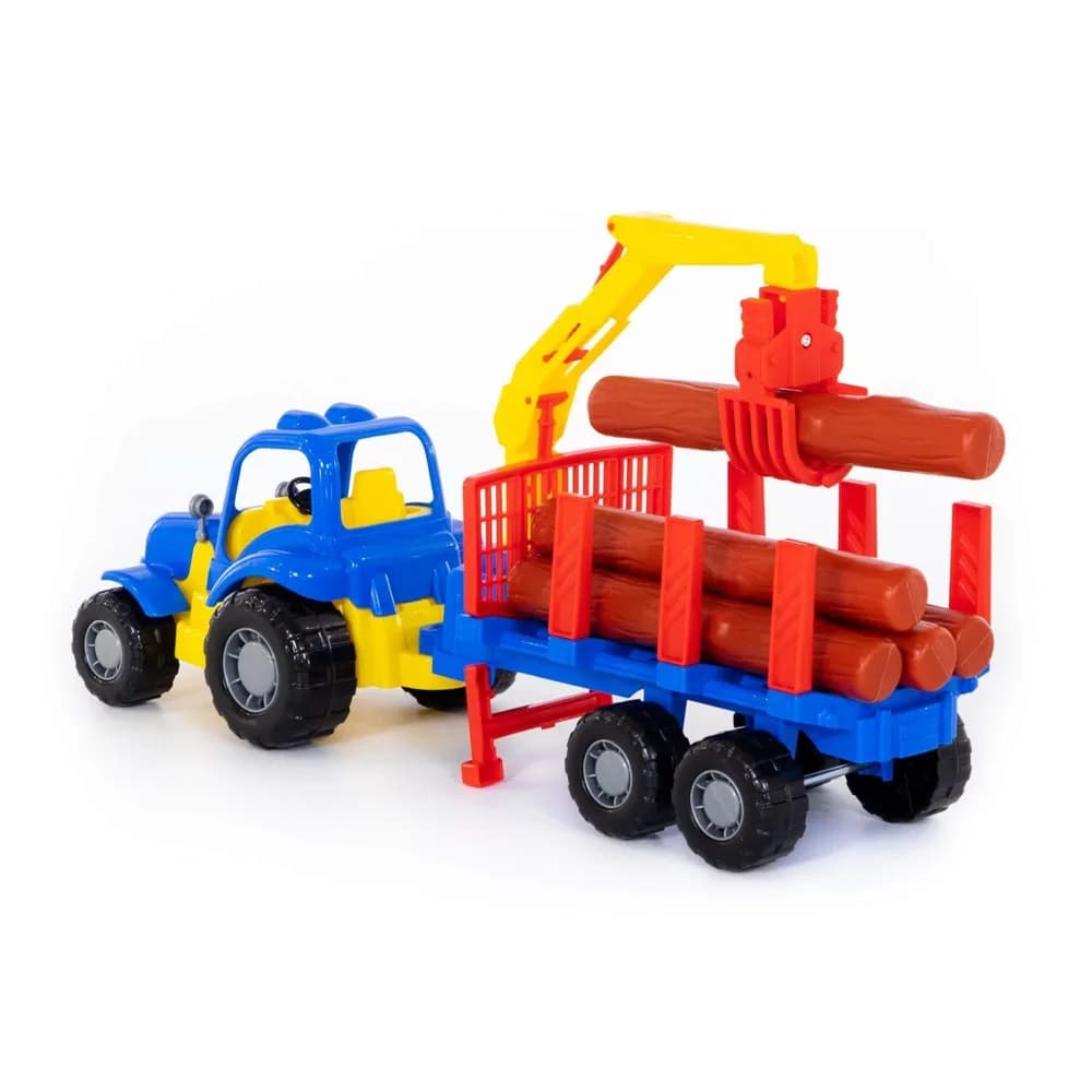 Tractor cu remorca + lemne - Hardy, 47x13x20 cm, Polesie — miniatură