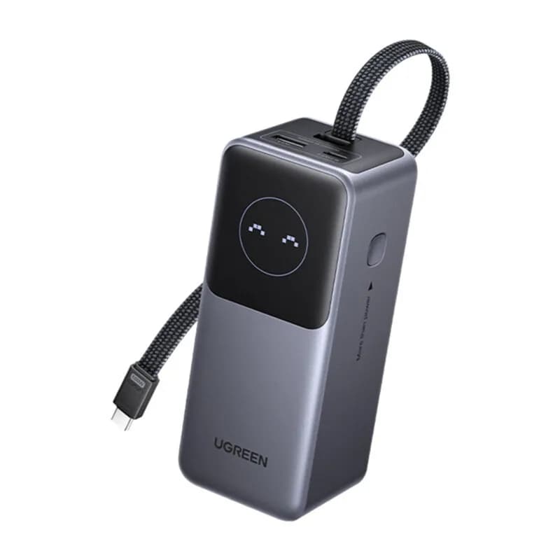 POWER BANK Ugreen "PB723", 20000mAh, 130W PD3.0, 1 x USB, 1 x USB Type-C, 1 x USB Type-C integrat, display, gri, "55365B" — miniatură