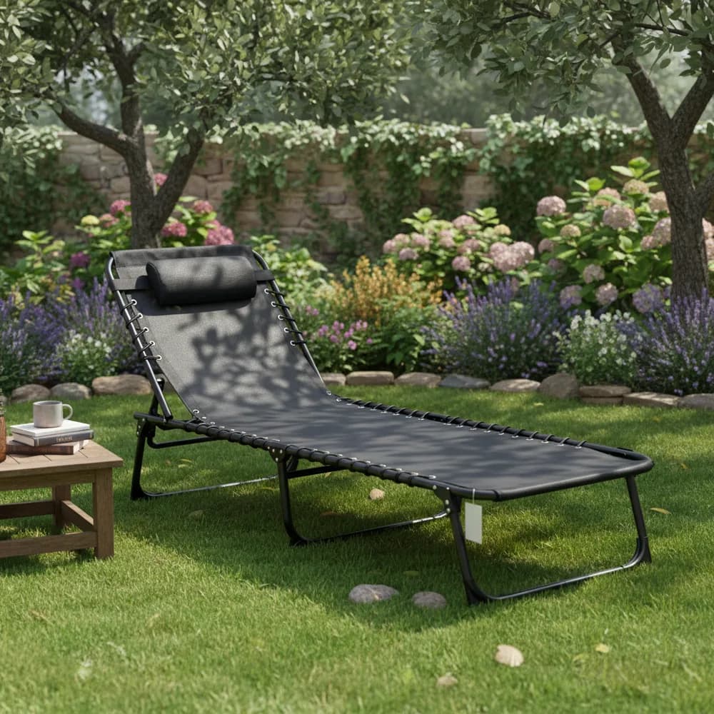 HEINNER SEZLONG REGLABIL 189*58*30CM, Black — miniatură