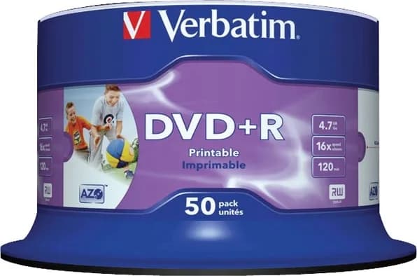 DVD+R VERBATIM  4.7GB, 120min, viteza 16x, 50 buc, Single Layer, spindle, printabil, "Wide Inkjet Printable" "43512"