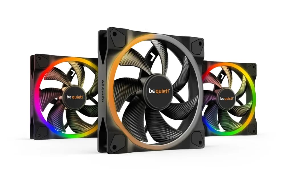 Set 3 ventilatoare be quiet! "LIGHT WINGS"140mm 1500 rpm, Rifle bearing, 4-pin PWM, ARGB LED, "BL078"