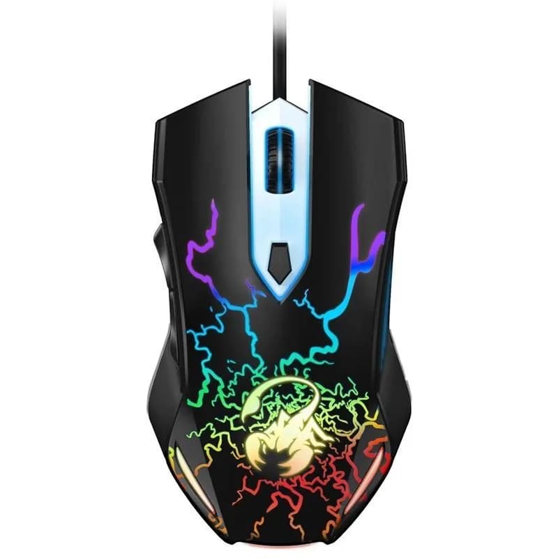 MOUSE Genius, "Scorpion Spear", gaming, cu fir, USB, optic, 1200 dpi, butoane/scroll 8/1, iluminare, butoane programabile, negru, "31040002400"