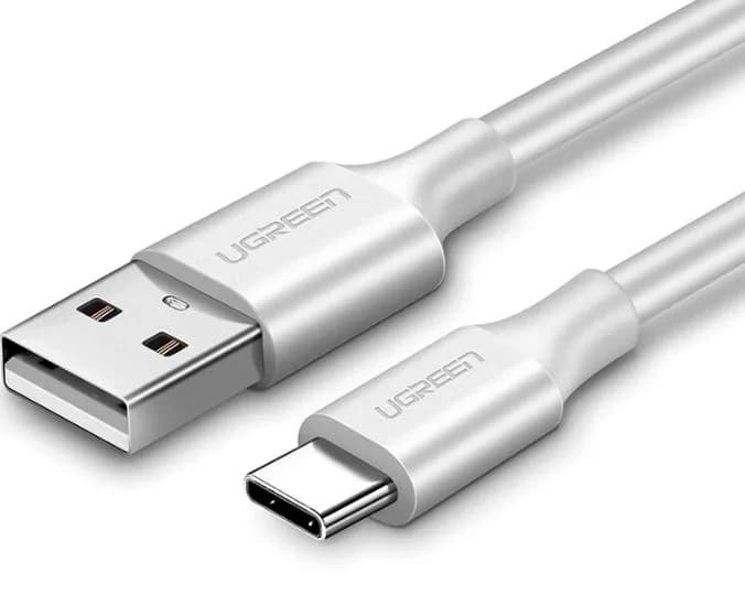 CABLU alimentare si date Ugreen, "US287", Fast Charging Data Cable pt. smartphone, USB la USB Type-C 3A, nickel plating, PVC, 1.5m, alb "60122" - 6957303861224