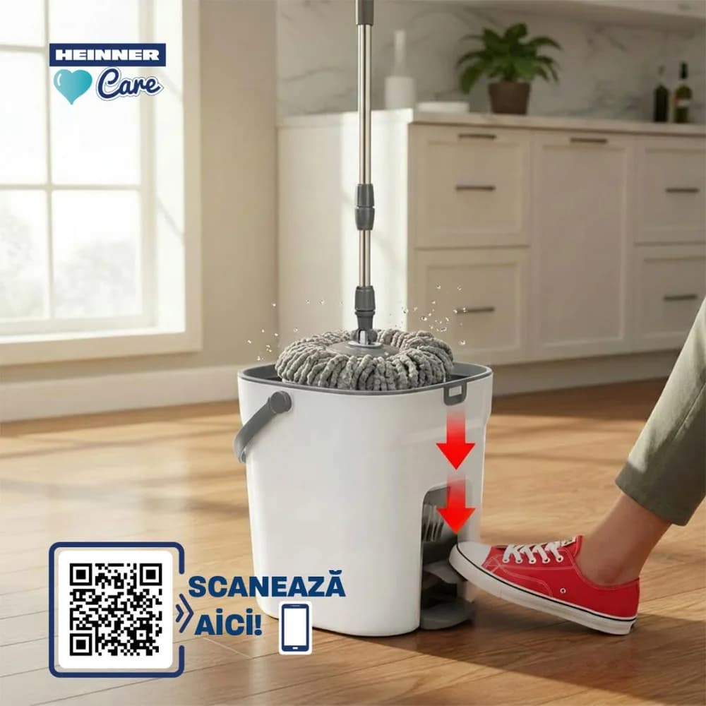 SET CURATENIE CU PEDALA WASH&DRY, CLEAN STEP, GRI — miniatură