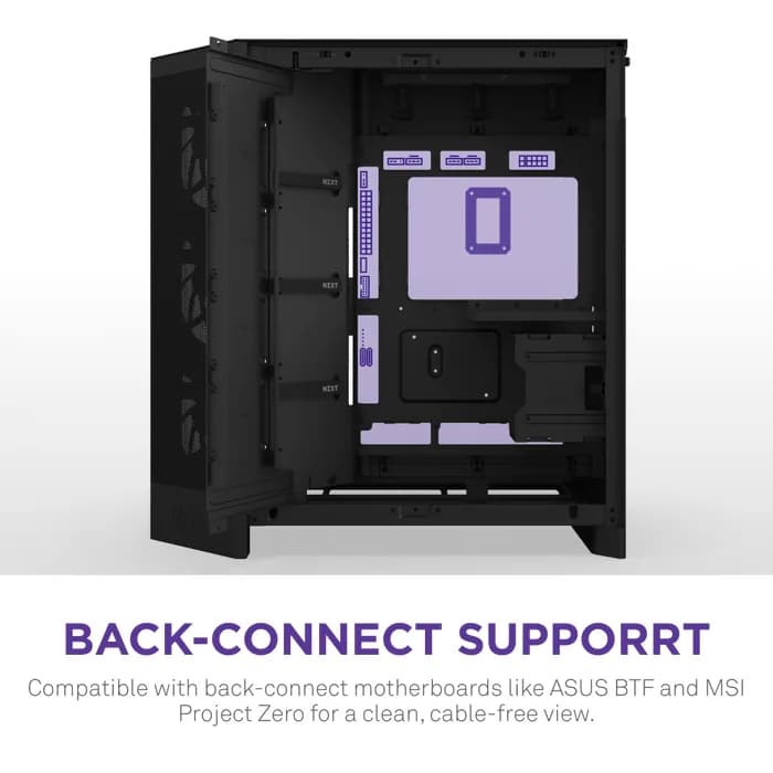 Carcasa NZXT H9 Flow RGB+ (2025), Dual-Chamber, Mid-Tower, Control Hub, Negru "CM-H92FB-P1" — miniatură