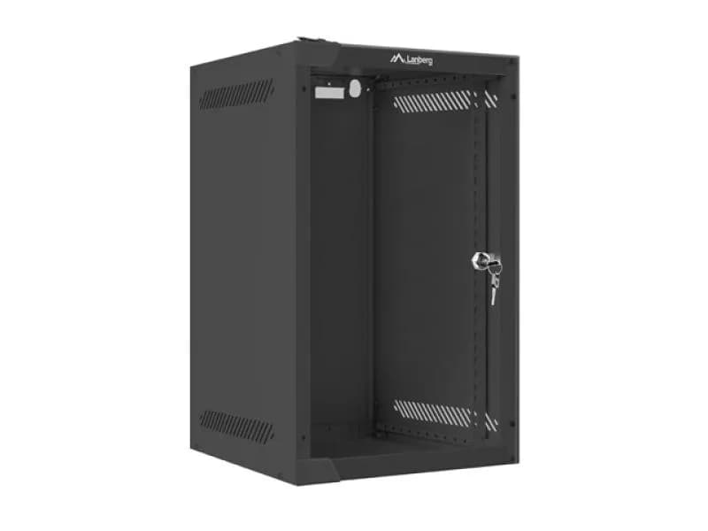Dulap rack 10" perete 9U / 280x310 (flat pack) cu ușă din sticlă, negru