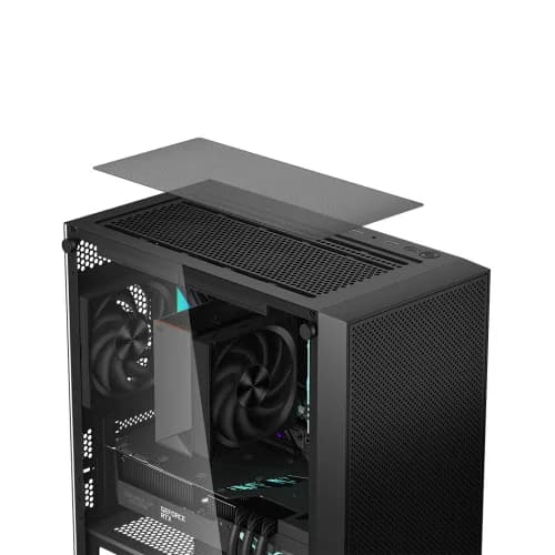 CARCASA PCCooler middle tower, gaming, fara sursa, suporta 7xfan, , PSU shroud, USB 3.1 gen x 1, USB 2.0 x 2, audio+mic, 5 sloturi expansiune, negru, "C3B310-BKP0-GL" — miniatură