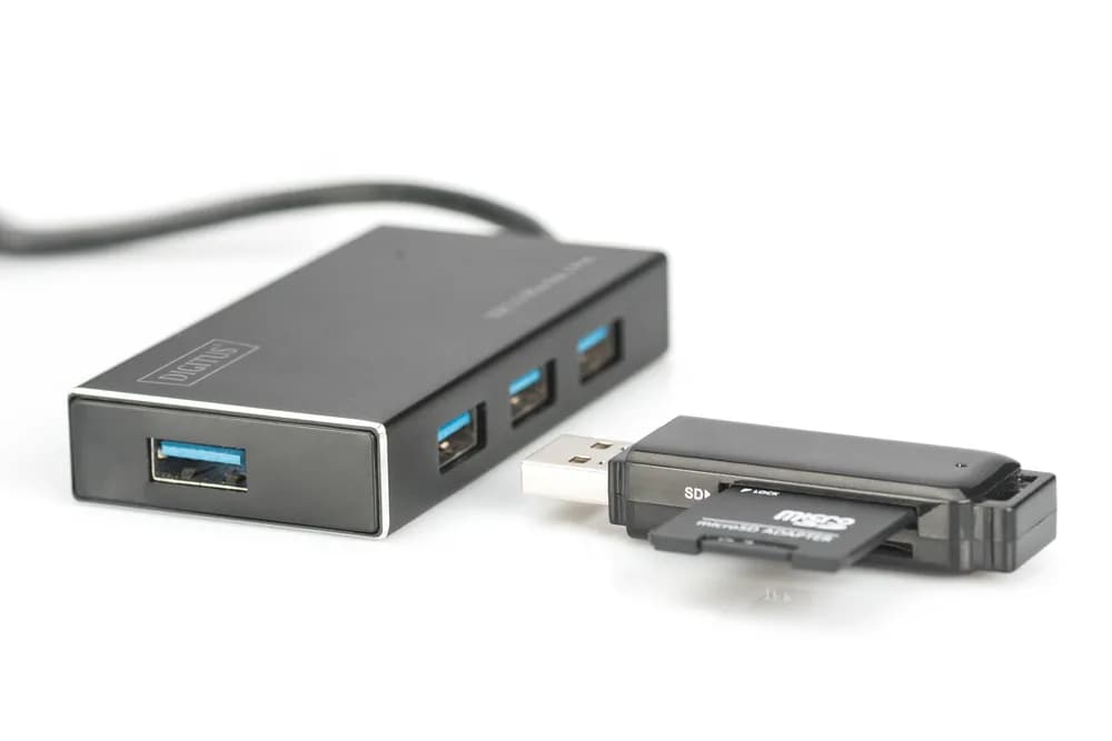 DIGITUS DA-70240-1 DIGITUS Hub 4-port USB 3.0 SuperSpeed, Power Supply, HQ aluminum "DA-70240-1" — miniatură