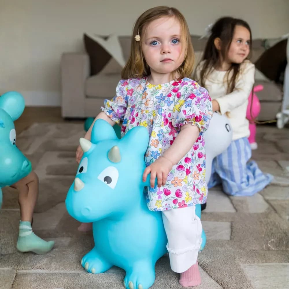 Jucărie gonflabilă săltăreață de călărit Micul Dinozaur Turcoaz HappyHopperz — miniatură