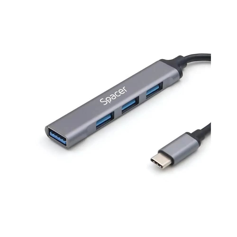 Hub USB SPACER SPHB-TYPEC-4U-01, USB-C, 4 porturi, Gri