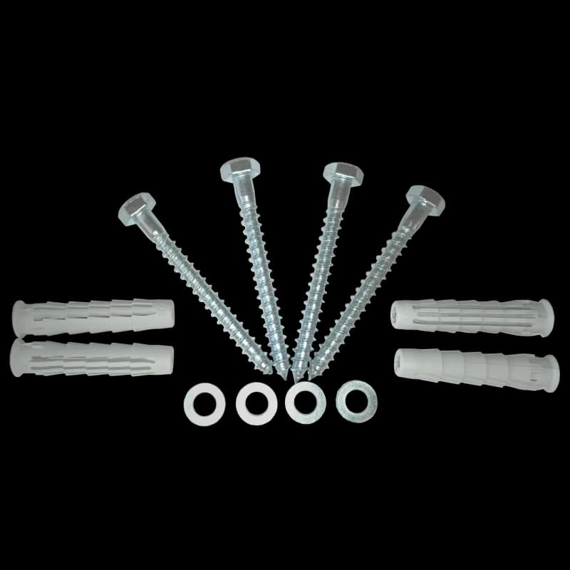 Set fixare rackuri pe perete, capacitate 120Kg, contine 4 x diblu nylon + holsurub cap hexagonal 14 x 70mm + saibe plate - ELEMATIC "SFR4-14x70"