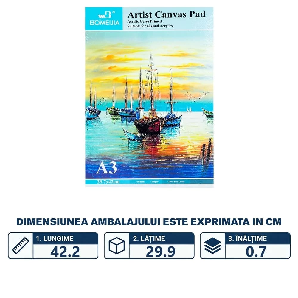 Bloc pentru pictura, canvas, A3, 280g, 10 coli — miniatură