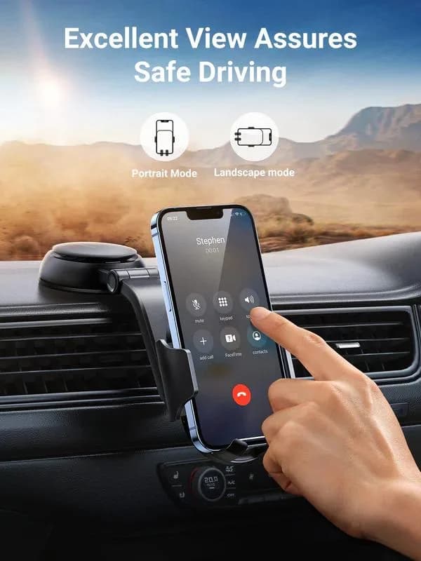 SUPORT AUTO Ugreen pt. SmartPhone, "LP405" fixare bord prin ventuza, negru "20473" - 6957303824731 — miniatură