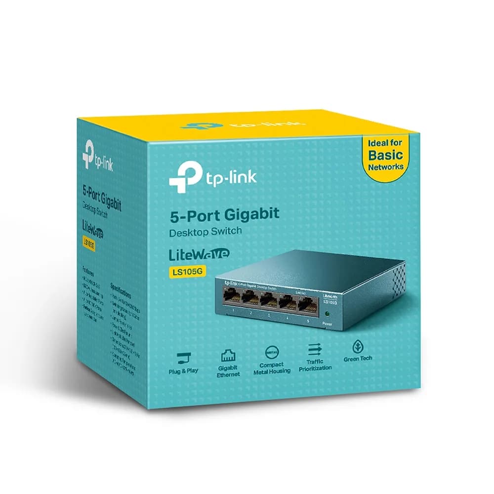 SWITCH TP-LINK 5 porturi Gigabit LiteWave carcasa metalica "LS105G" — miniatură