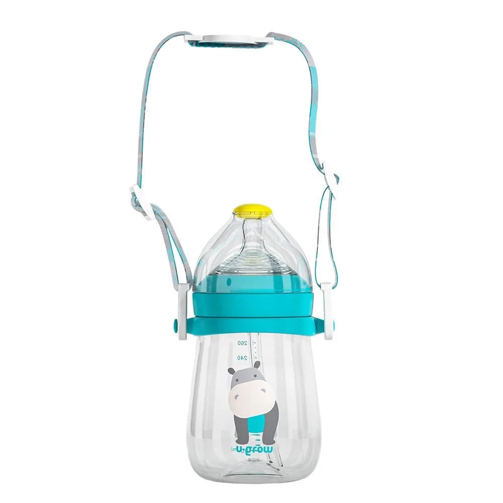 Pachet 3 in 1 cana 260 ml tritan cu 3 accesorii diferite pentru baut : tetina biberon, cioc, pai, blue, U-Grow — miniatură