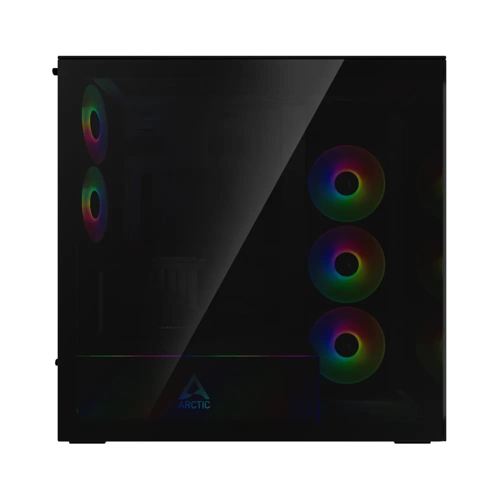 CARCASA Arctic "Xtender VG BK", mid tower, max 8xfan, 3x P14 Pro R A-RGB si 2x P12 Pro A-RGB instalate, shroud 24 LED ARGB, USB-C x 1, USB 3.2 x 2, audio+mic, 7 sloturi exp, GPU vertical, riser PCIe 4.0, negru, "ACPCC00016A" — miniatură