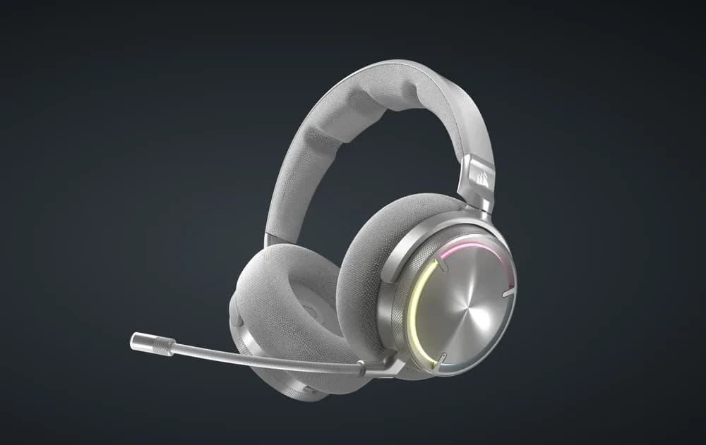 Casti Gaming Head-band Corsair VIRTUOSO MAX WIRELESS, Wireless, noise-canceling, Argintiu — miniatură