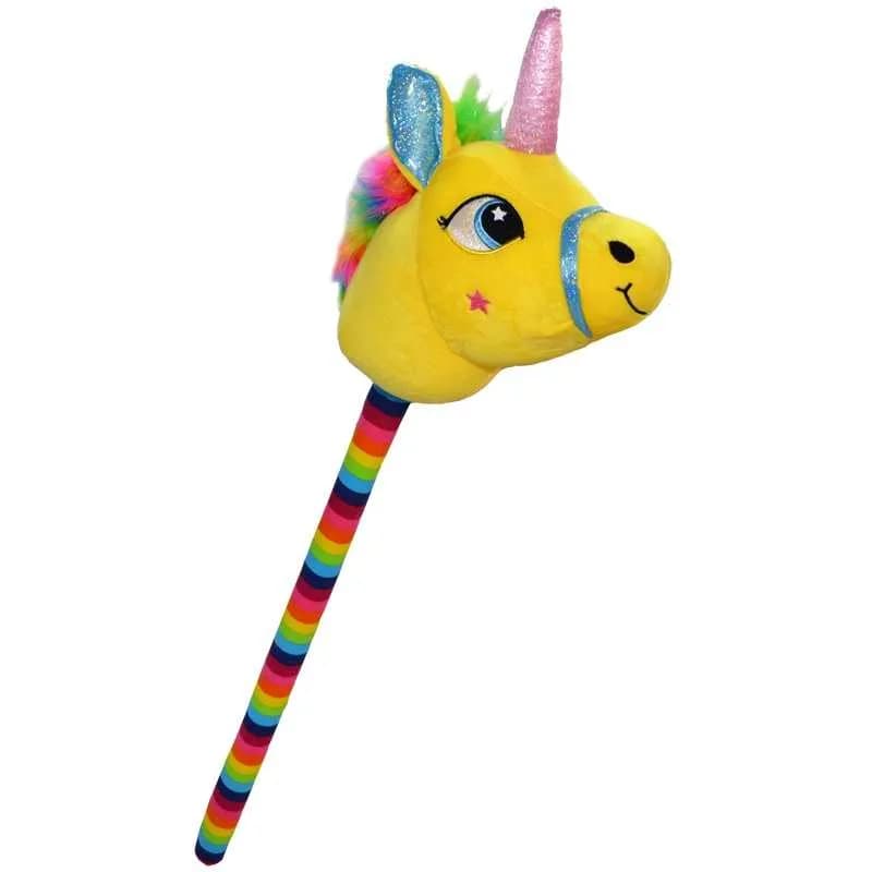 Unicorn de calarit, cu bat, cu sunet, mov/albastru/roz/galben, 80 cm — miniatură