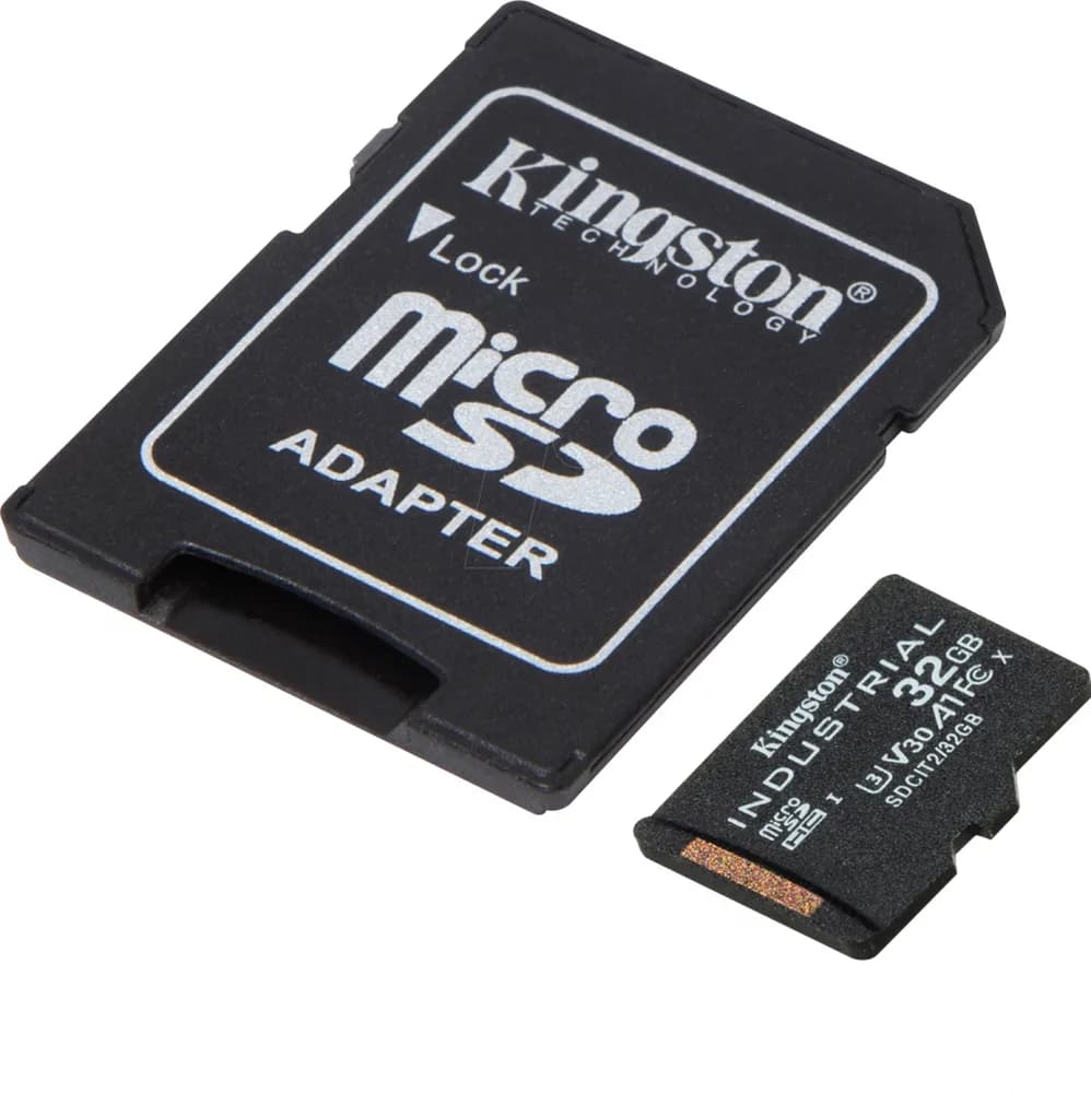 Kingston 32GB microSDHC Industrial C10 A1 pSLC Card + SD Adapter, "SDCIT2/32GB"