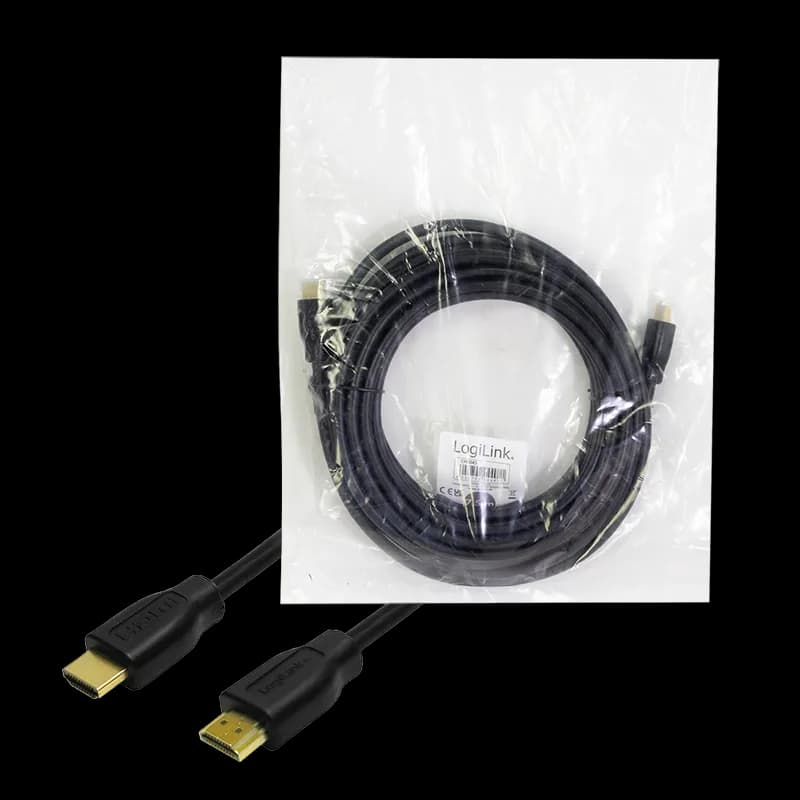 CABLU video LOGILINK, HDMI (T) la HDMI (T), 20m, conectori auriti, rezolutie maxima 4K UHD (3840 x 2160) la 30 Hz, HDMI 1.4, 2xecranaj, negru, "CH0055" — miniatură