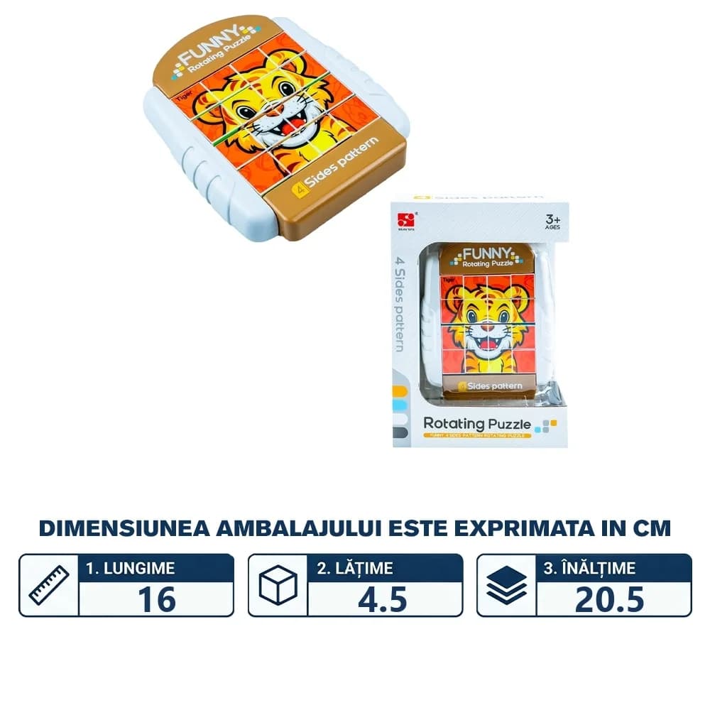 Puzzle educativ, cu 4 fete, Animale — miniatură