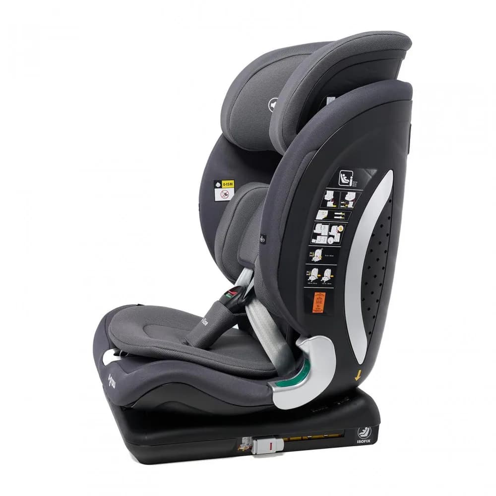 Scaun auto I-size U-Grow Goldfix Plus, isofix, 76-150 cm (9-36 kg), boxa bluetooth, gri — miniatură