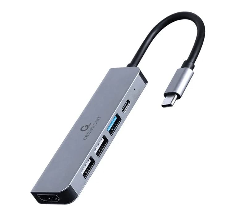 DOCKING Station Gembird universal,5-in-1, conec PC USB Type C, USB-C x 1, USB-A 3.1 x 1, USB-A 2.0 x 2, HDMI x 1, PD 87W, argintiu "A-CM-COMBO5-03"