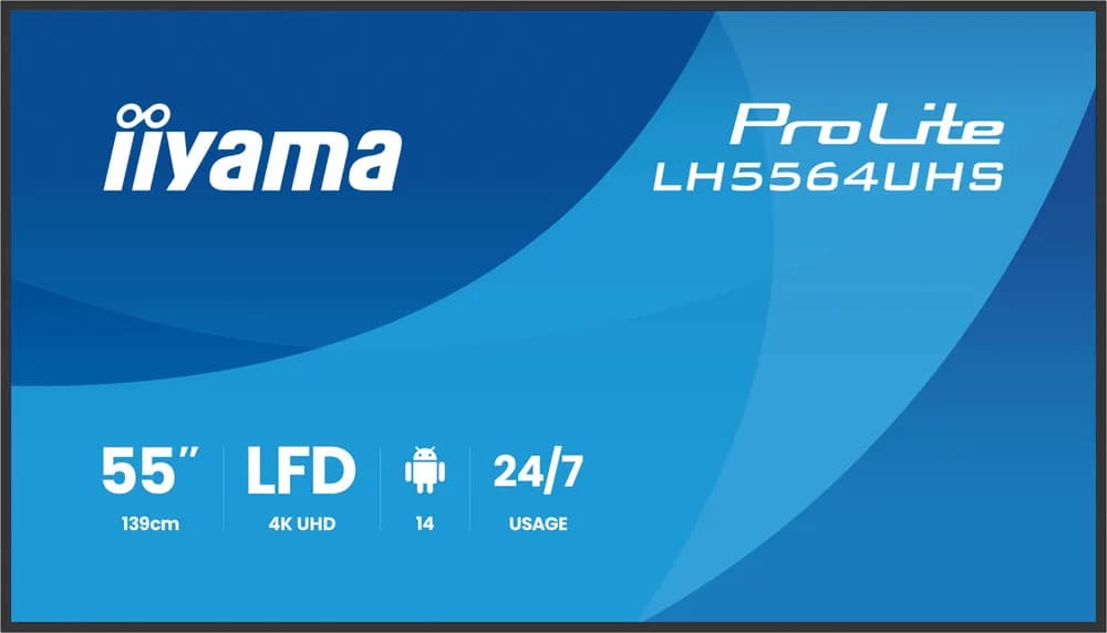 IIYAMA LFD LH5564UHS-B1AG 4K VA 55" 500cd 5000:1 6.5ms Android 14 OS, iiSignage, iiControl, iiShare, EShare, FailOver, TeamViewer, PDF & Media Player, iiBrowser, File manager "LH5564UHS-B1AG" — miniatură