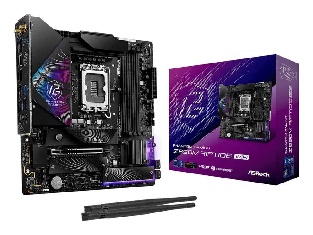 Placa de baza ASRock Z890M RIPTIDE WiFi Mainboard, Sockel LGA 1851, Intel Z890, Micro-ATX, DDR5 "90-MXBPK0-A0UAYZ"