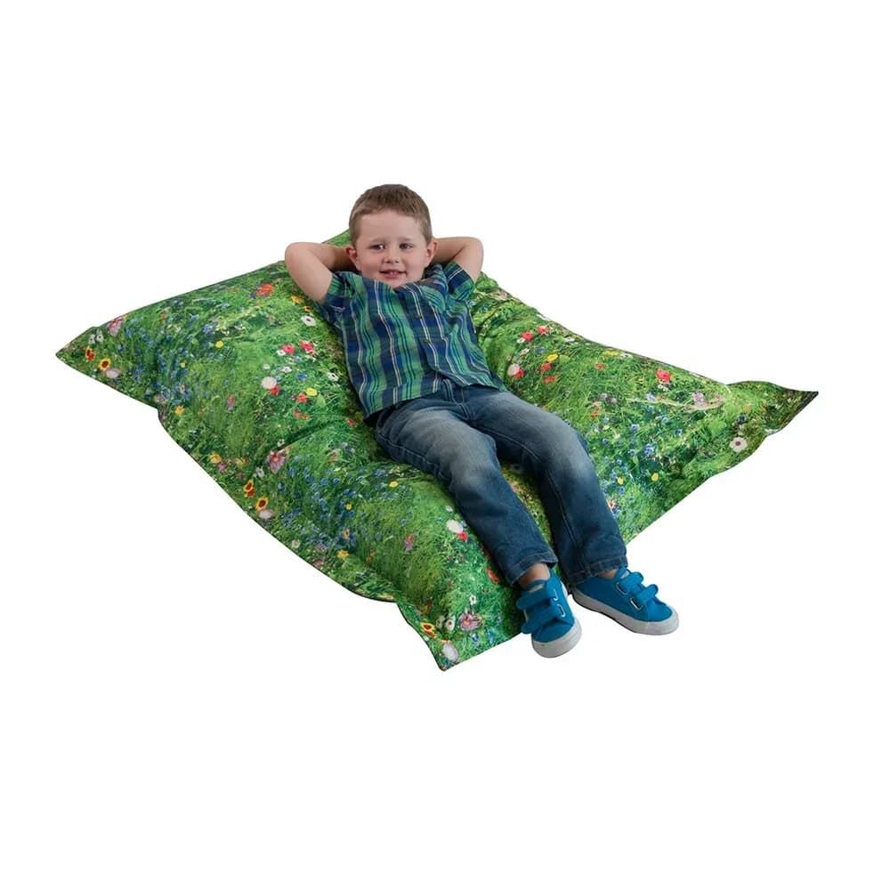 Pernă de podea puf cu imprimeu Pajiște naturală – 100cm x 125cm — miniatură