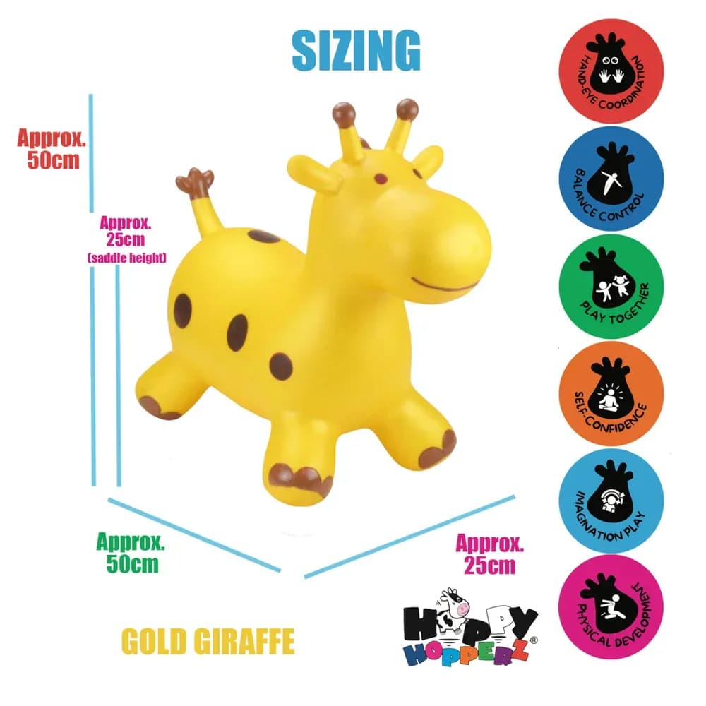 Jucărie gonflabilă săltăreață de călărit Girafa Aurie HappyHopperz — miniatură