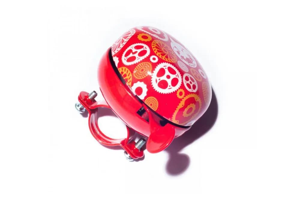 Sonerie Ding-Dong Pegas 60mm, model 8, Otel, Rosu cu Alb+Galben — miniatură