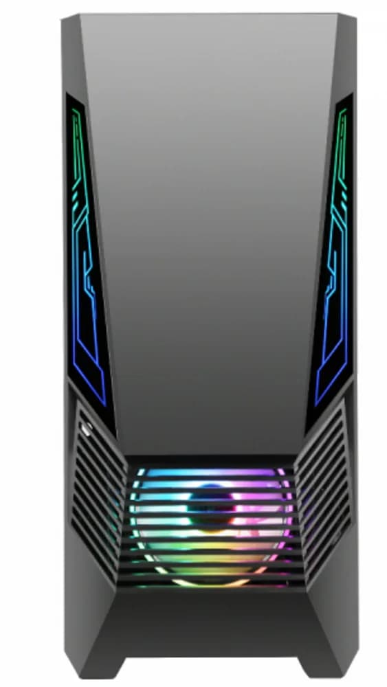 Carcasa gaming Serioux Rogue, tip middle tower, mesh si banda ARGB, Capac superior cu filtru magnetic de praf, panoul lateral: sticla securizata, sasiu: SPCC 0.6T, USB2.0x2+HD Audio, USB 3.0 x1, porturi rezervate pentru ventilator:, față: 1 ventilator RGB fix de 120mm(inclus), suportă cooler pe
