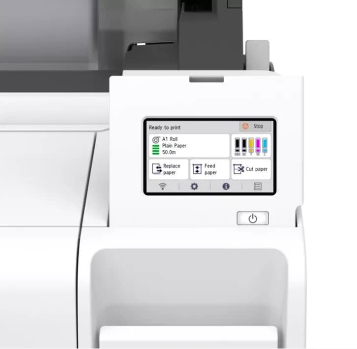 Plotter Canon imagePROGRAF TM-240 24"(610mm), format A1, 5 culori, rezolutie max 2400x1200dpi, memorie 2GB, limbaje de imprimare: HP-GL/2, HP RTL, JPEG (Ver. JFIF 1.02), CALS G4 (submission via FTP only)), display LCD 4.3", interfata: USB 2.0, Ethernet,WIFI consumabile: M: PFI-031(55ml), MBK/BK/C/Y — miniatură