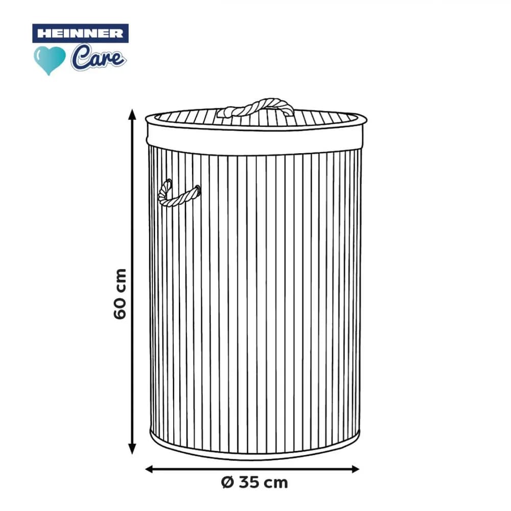 COS DE RUFE ROTUND DIN BAMBUS, 35x60 CM, 55 L — miniatură