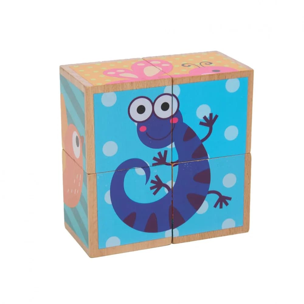 PUZZLE DIN LEMN CU ANIMALE, 4 PIESE, MOMKI — miniatură