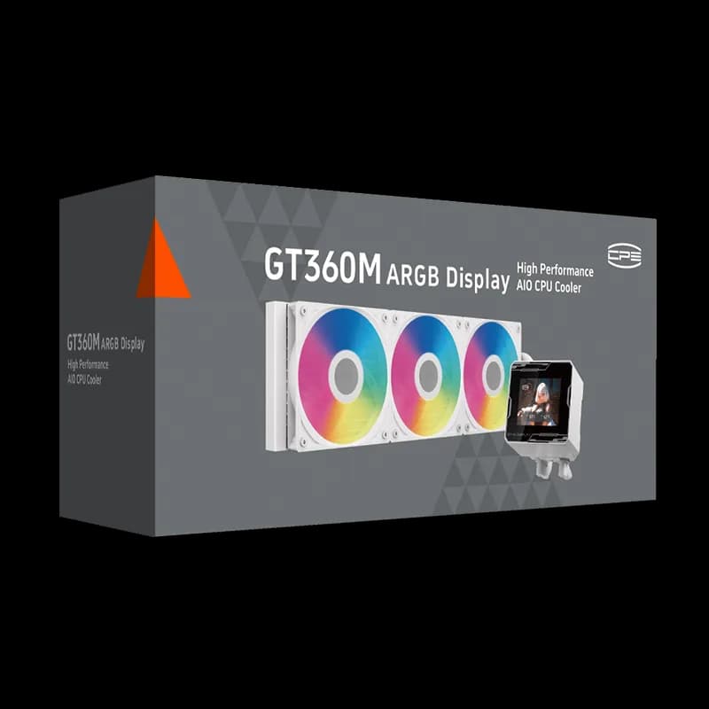 COOLER PCCooler "GT360M ARGB Display", skt. Intel si AMD, racire cu lichid, 3 x 120mm, viteza rotatie pompa 2600 RPM, 3000 RPM, ARGB adresabil, alb "GT360M ARG Display WH" — miniatură