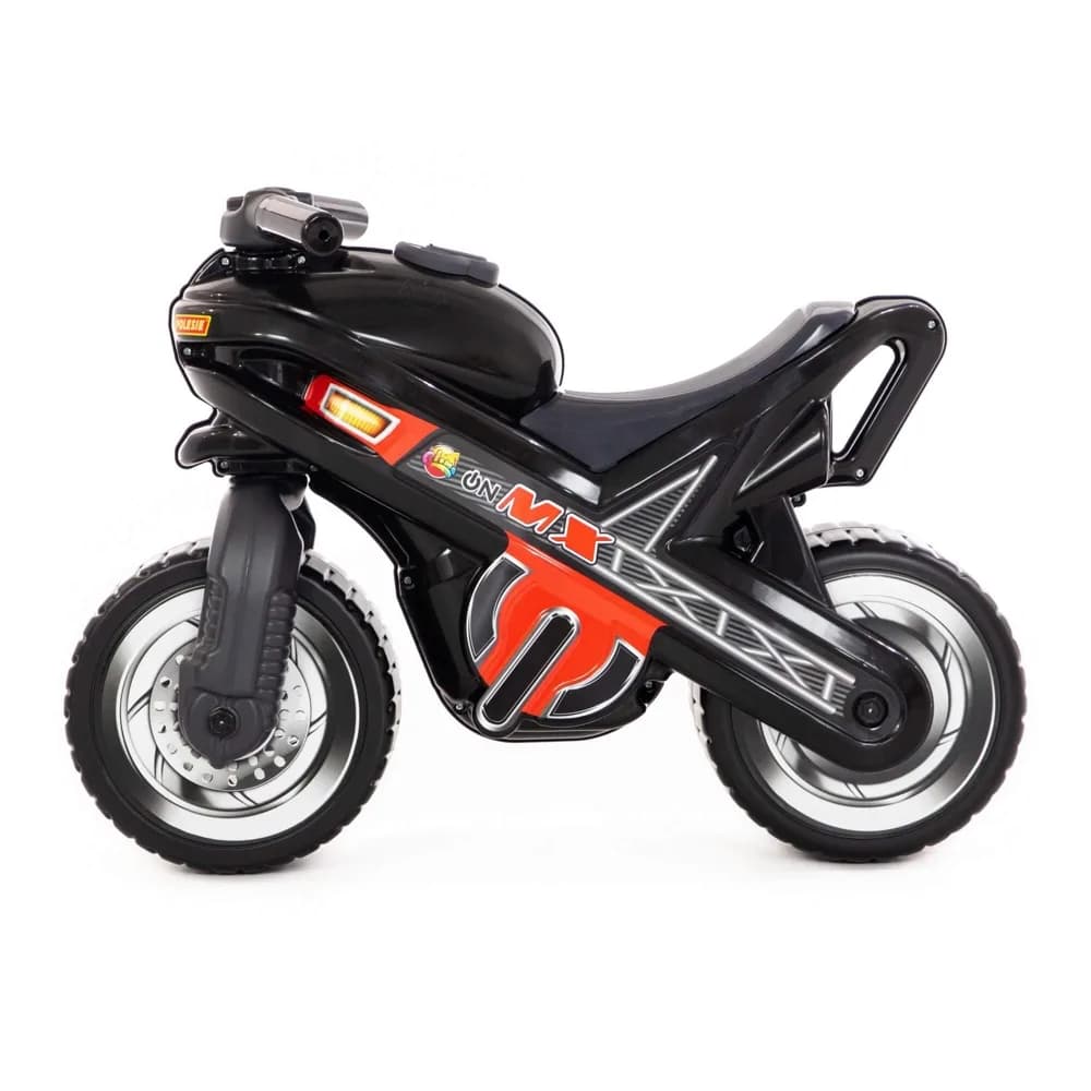 Motocicleta fara pedale, MX-ON, neagra, 70x30x49,3 cm, Polesie — miniatură