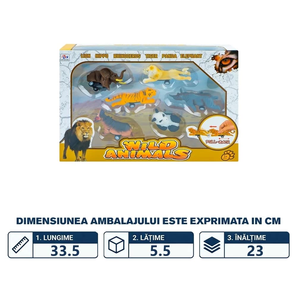 Animale salbatice cu frictiune, 6 buc/set — miniatură