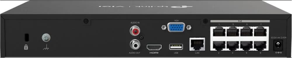NVR PoE TP-Link VIGI 8 canale 1008H-8MP; 113W, 8 MP,1 SATA Interface, max 10TB(neinclus), H.265+; ONVIF, detecție mișcare, linie, intruziune, persoane, vehicule etc. — miniatură